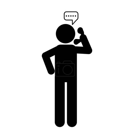 Téléchargez les illustrations : Illustration vectorielle d'un homme communiquant par téléphone - en licence libre de droit