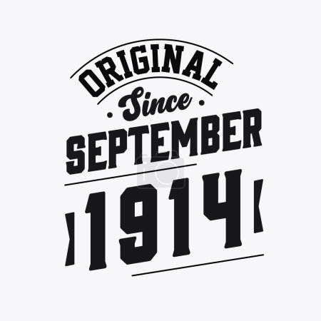 Illustration for Born in September 1914 Retro Vintage Birthday, Original Since September 1914 - Royalty Free Image