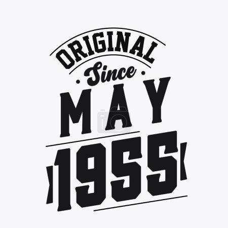 Illustration for Born in May 1955 Retro Vintage Birthday, Original Since May 1955 - Royalty Free Image