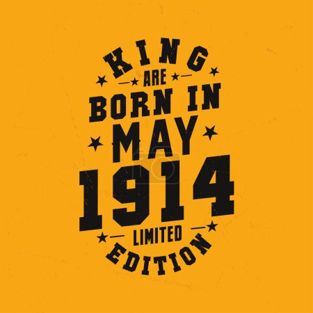 Illustration for King are born in May 1914. King are born in May 1914 Retro Vintage Birthday - Royalty Free Image
