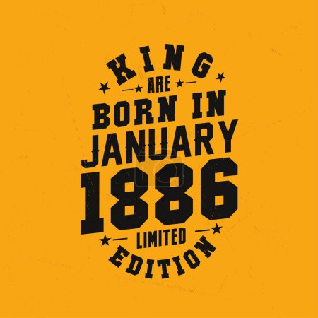 Ilustración de El rey nace en enero de 1886. Rey nacen en enero 1886 Retro Vintage Cumpleaños - Imagen libre de derechos