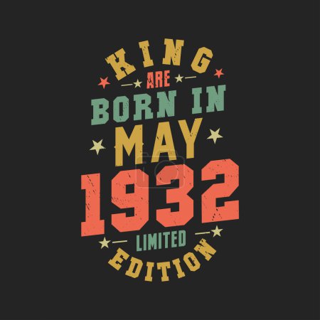 Ilustración de El rey nace en mayo de 1932. Rey nacen en mayo 1932 Retro Vintage Cumpleaños - Imagen libre de derechos
