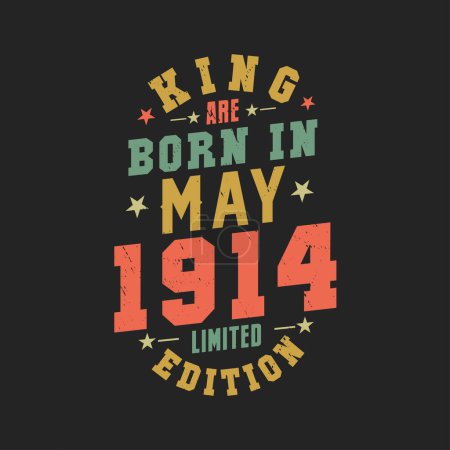 Téléchargez les illustrations : King sont nés en mai 1914. Roi sont nés en mai 1914 Retro Vintage Anniversaire - en licence libre de droit