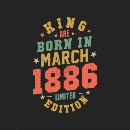 Ilustración de El rey nace en marzo de 1886. Rey nacen en marzo 1886 Retro Vintage Cumpleaños - Imagen libre de derechos