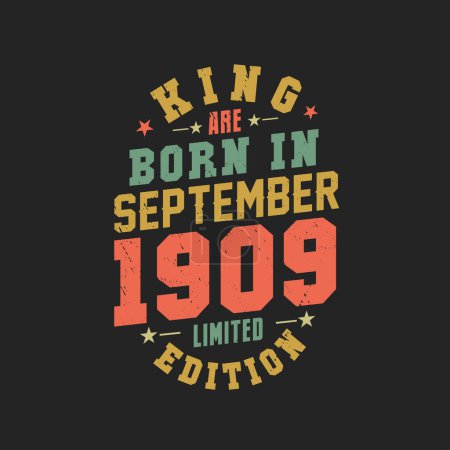 Ilustración de King nace en septiembre de 1909. Rey nacen en septiembre 1909 Retro Vintage Cumpleaños - Imagen libre de derechos