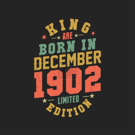 Ilustración de El rey nace en diciembre de 1902. Rey nacen en diciembre 1902 Retro Vintage Cumpleaños - Imagen libre de derechos