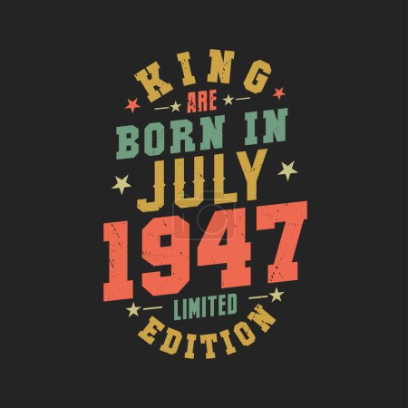 Ilustración de King nace en julio de 1947. Rey nacen en julio 1947 Retro Vintage Cumpleaños - Imagen libre de derechos