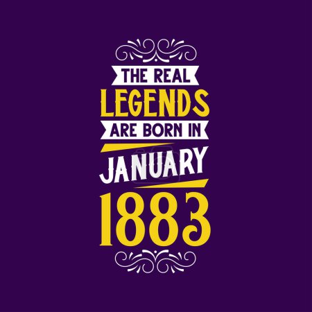 Illustration for The real legend are born in January 1883. Born in January 1883 Retro Vintage Birthday - Royalty Free Image
