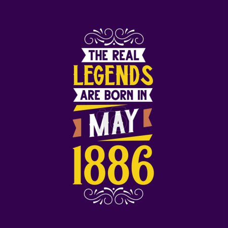 Ilustración de La verdadera leyenda nace en mayo de 1886. Nacido en mayo de 1886 Retro Vintage Cumpleaños - Imagen libre de derechos