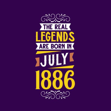 Ilustración de La verdadera leyenda nace en julio de 1886. Nacido en julio de 1886 Retro Vintage Cumpleaños - Imagen libre de derechos
