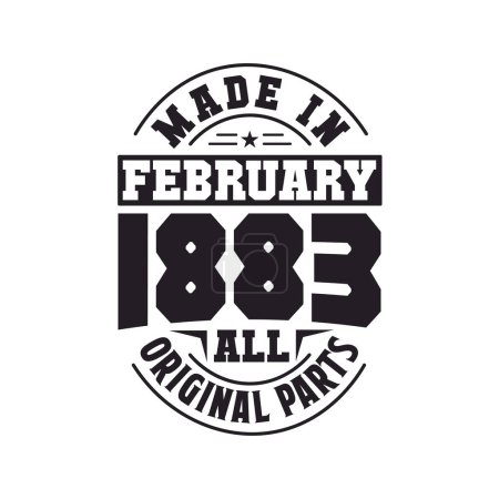 Illustration for Made in February 1883 all original parts. Born in February 1883 Retro Vintage Birthday - Royalty Free Image