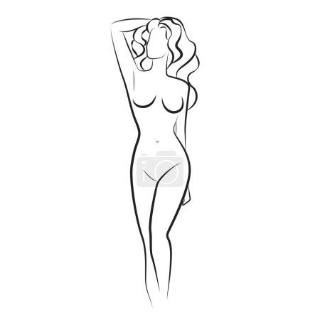 Ilustración de Desnudo hermosa mujer desnuda se encuentra figura línea estilo silueta vector ilustración - Imagen libre de derechos
