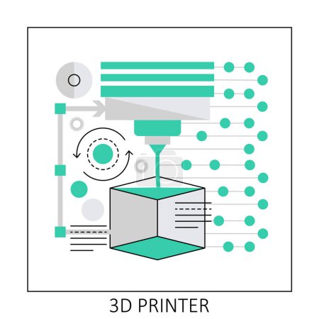 Ilustración de 3d printer technology. Modeling web graphics, printing augmented reality vector illustration - Imagen libre de derechos