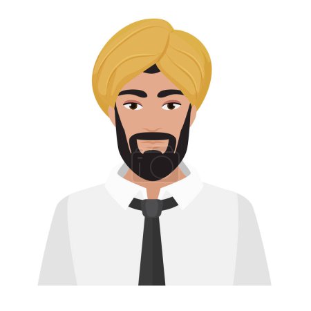 Illustration for Arabian businessman in turban. Muslim people in national clothes vector cartoon illustration - Royalty Free Image