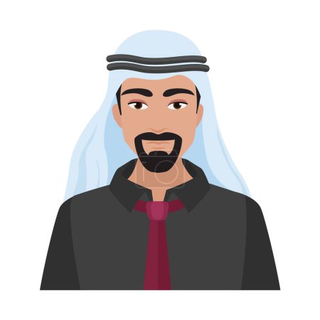 Téléchargez les illustrations : Un musulman portant du thobe traditionnel. Homme d'affaires arabe, culture islamique illustration vectorielle de dessin animé - en licence libre de droit