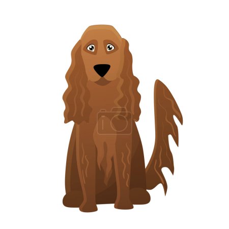 Illustration for Irish setter dog. Domestic doggie breed, familiar lovely puppy pet vector cartoon illustration - Royalty Free Image