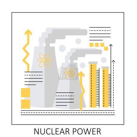Téléchargez les illustrations : Centrale nucléaire. Production d'énergie nucléaire, illustration vectorielle des centrales nucléaires - en licence libre de droit