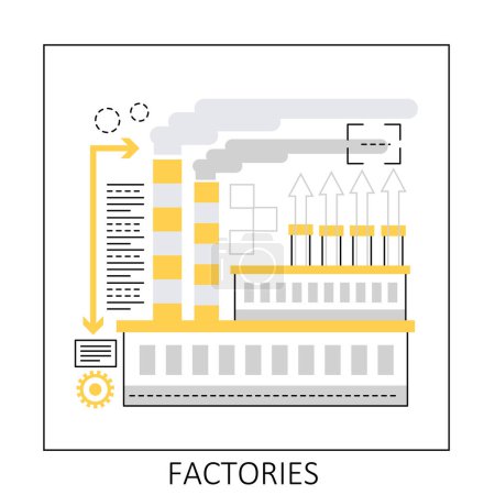 Illustration for Industrial manufacturing factory. Manufacture building, smoke air pollution vector illustration - Royalty Free Image