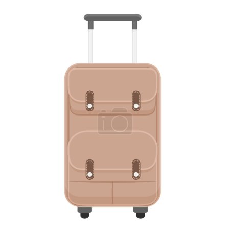 Illustration for Travelling bag with wheels. Tourist handbag, luggage suitcase for journey vector cartoon illustration - Royalty Free Image