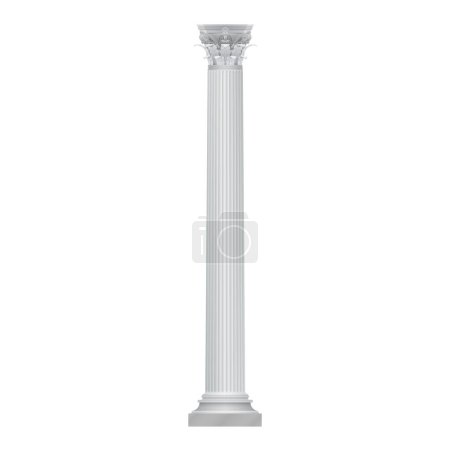 Ilustración de Columna blanca 3D con adorno retorcido y surco para ilustración de vectores de fachada interior - Imagen libre de derechos