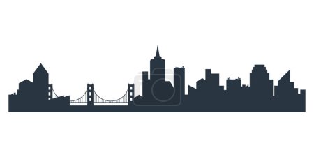 Ilustración de Bandera horizontal de horizonte de ciudad moderna con edificios, rascacielos e ilustración de vectores de puentes - Imagen libre de derechos