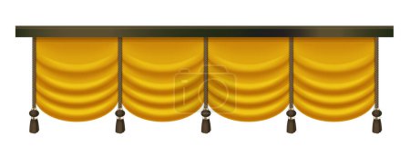 Ilustración de Cortinas de oro de lujo 3D con cortinas redondas y borlas en cuerdas ilustración vectorial - Imagen libre de derechos