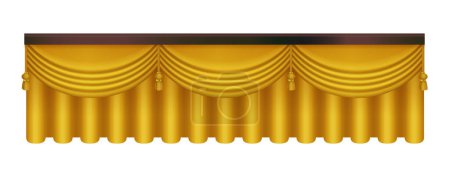 Ilustración de Cortinas clásicas de oro con cordón negro y cortina 3D, satén de lujo, seda o terciopelo tela vector ilustración - Imagen libre de derechos
