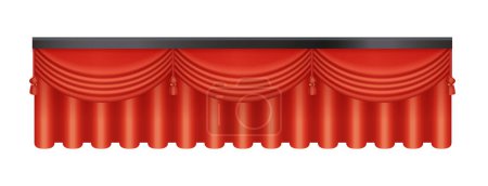 Ilustración de Cortinas clásicas rojas con cordón negro y cortina 3D, satén de lujo, seda o terciopelo tela vector ilustración - Imagen libre de derechos