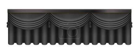 Ilustración de Cortinas clásicas negras con cortinas 3D y cordón negro, satén de lujo, seda o terciopelo tela vector ilustración - Imagen libre de derechos