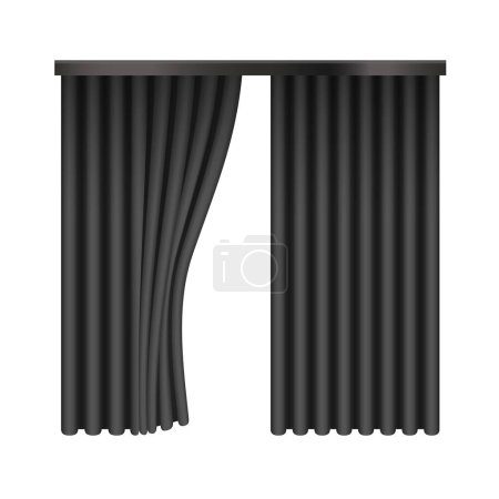 Ilustración de Apertura de cortinas negras, tela de apagón 3D con pliegues de ilustración de vectores de tela - Imagen libre de derechos