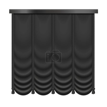 Ilustración de Seda cerrada 3D, terciopelo o satén clásico negro cortinas drapeado vector ilustración - Imagen libre de derechos