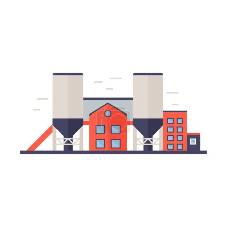 Ilustración de Estación de fábrica, edificios de plantas industriales y tanques de almacenamiento de alta ilustración vectorial - Imagen libre de derechos