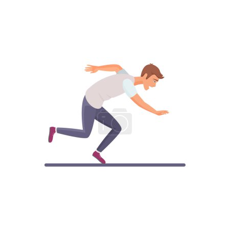 Fall accident of fast running man, young male character walking in hurry vector illustration