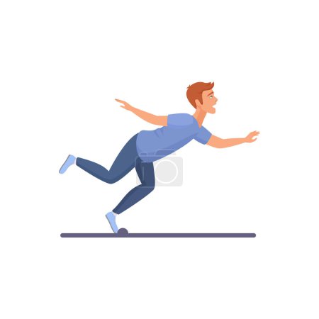 Man tripped over obstacle while running, male character falling vector illustration