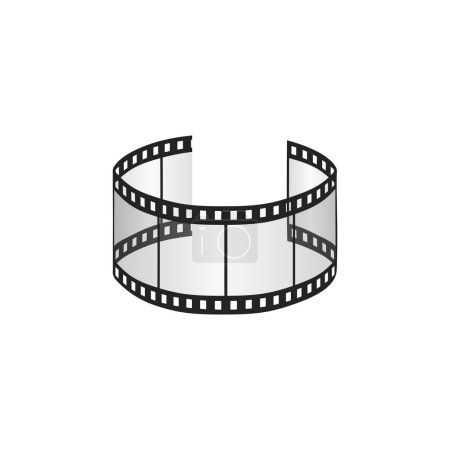Bande de film 3D enroulée en cercle, illustration vectorielle de courbure de bande photographique et de film