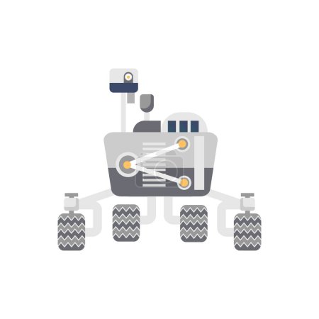 Lunar rover front view, robot with camera and antenna, camera and wheels vector illustration