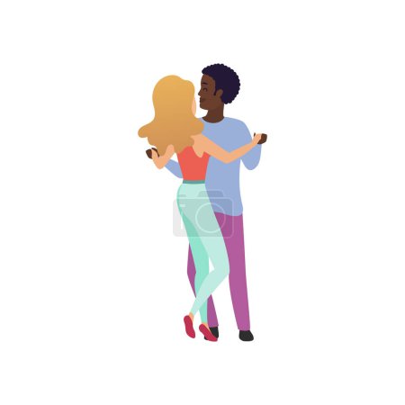 Stylized dancing couple performance. Dance party, dancing group, active lifestyle flat vector illustration