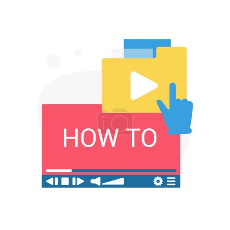 Video tutorial o stream, webinar en redes sociales para ilustración vectorial de educación en línea