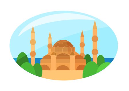 Illustration for Hagia Sophia mosque in Istanbul, abstract travel to Turkey sticker vector illustration - Royalty Free Image