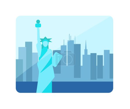 Illustration for Statue of Liberty, New York landmark and American symbol, abstract travel sticker vector illustration - Royalty Free Image