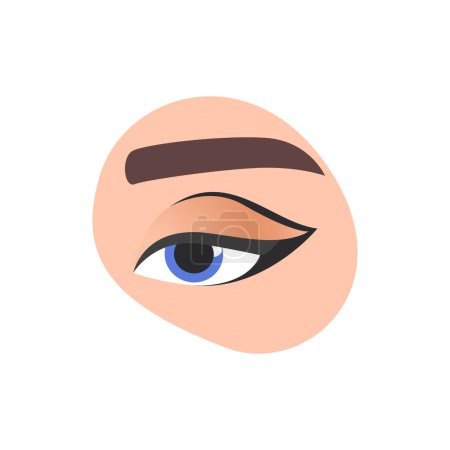 Téléchargez les illustrations : Œil de fille avec maquillage de mode faciale glamour et illustration vectorielle d'eye-liner noir - en licence libre de droit