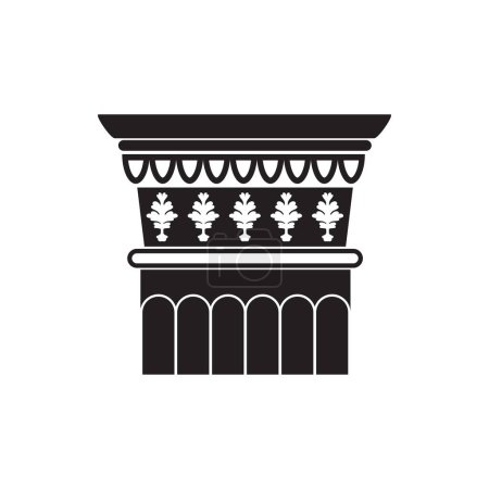Téléchargez les illustrations : Colonne classique majuscule ligne noire icône, architecture ornée en Grèce illustration vectorielle - en licence libre de droit