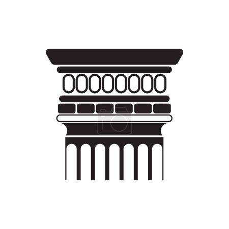 Téléchargez les illustrations : Colonne classique majuscule ligne noire icône, illustration vectorielle pilier monument européen - en licence libre de droit