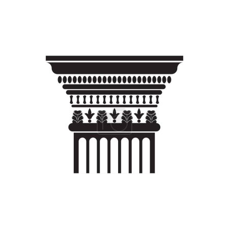 Téléchargez les illustrations : Colonne classique icône de ligne noire majuscule, illustration vectorielle de silhouette pilier historique rétro - en licence libre de droit