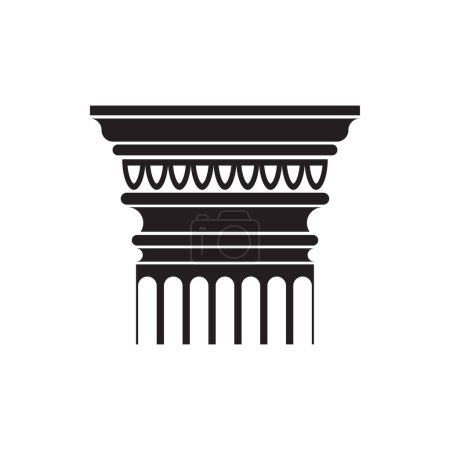 Téléchargez les illustrations : Colonne classique majuscule ligne noire icône, vieux motif marbre monument vectoriel illustration - en licence libre de droit