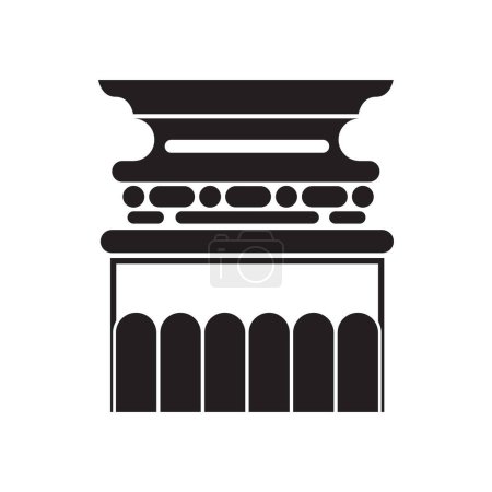 Téléchargez les illustrations : Ancienne colonne majuscule ligne noire icône, marbre bâtiment pilier vectoriel illustration - en licence libre de droit