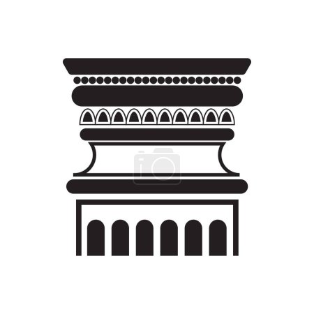 Téléchargez les illustrations : Ancienne colonne majuscule ligne noire icône, pilier de forme classique illustration vectorielle - en licence libre de droit