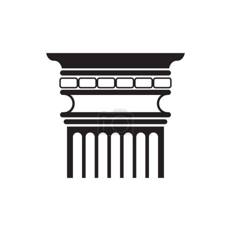 Téléchargez les illustrations : Ancienne colonne majuscule ligne noire icône, vieil élément architectural silhouette vectorielle illustration - en licence libre de droit