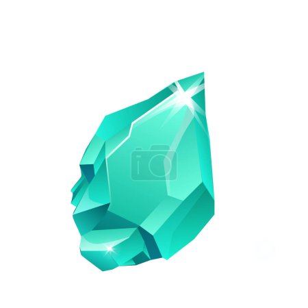 Green uncut bright gemstone with shine and glow for jewelry vector illustration