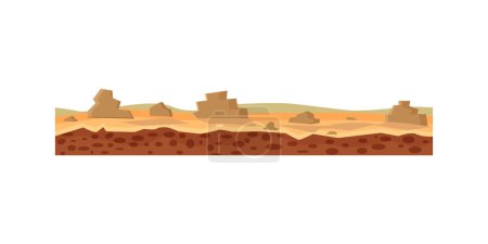 Desert land underground and aboveground layers of stones, sand and rocks vector illustration